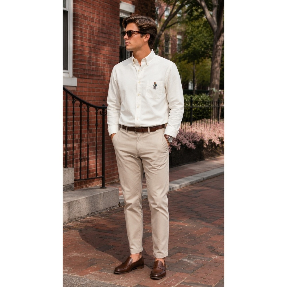 Ralph Lauren Blake Polo Bear Oxford Preppy L White Long Sleeve Button Down